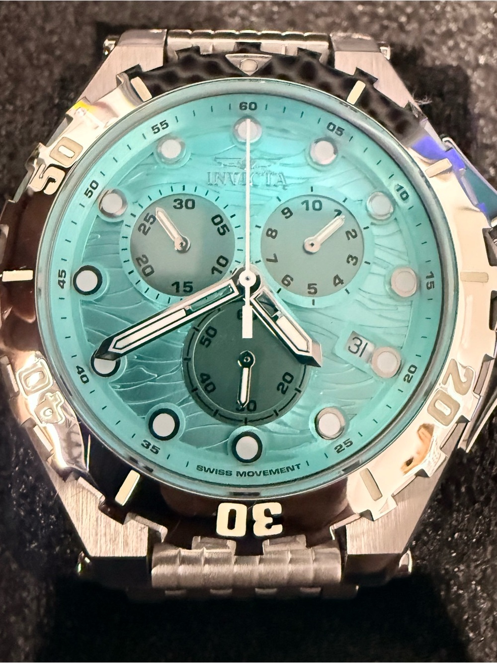 Invicta Excursion Masterpiece 44960 Aqua Dial Swiss Chronograph Watch sized 71/4